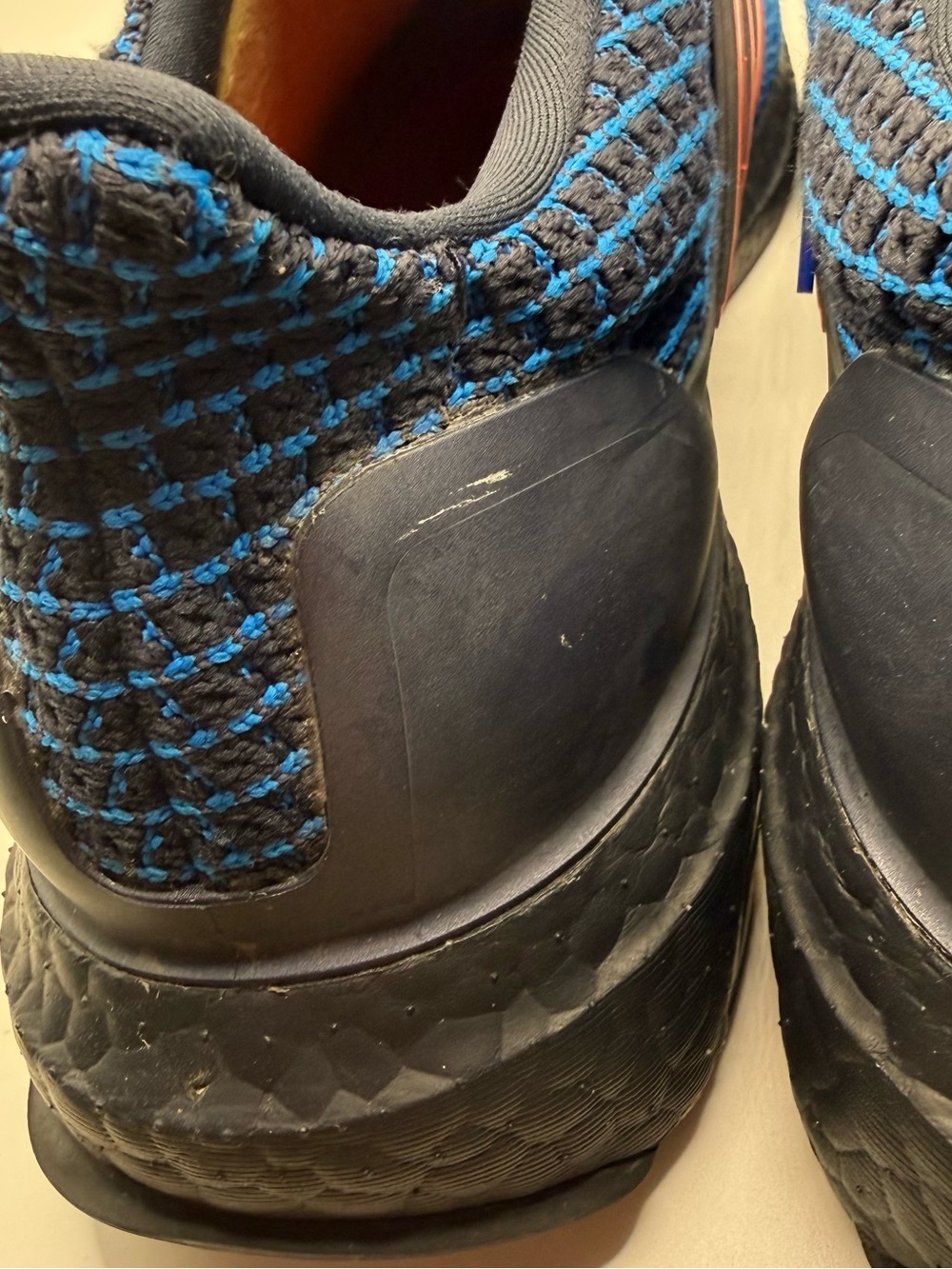 adidas Blue and Orange Knit Running Shoes - Picture 6 of 12